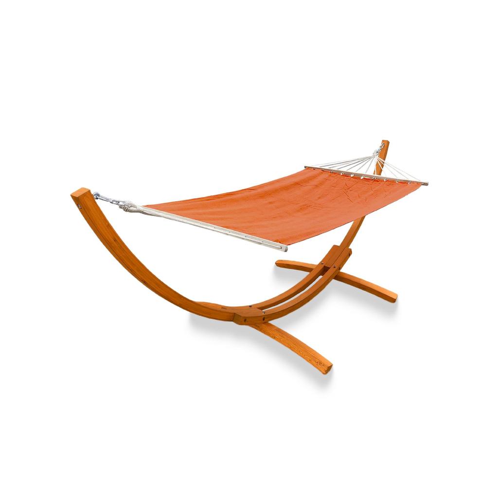 Outdoor Balcony Rocking Chair and Swing Hammock with Wooden Stand