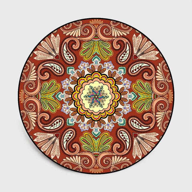 Винтажный ковер-мандала в этническом стиле, круглый ковер, подвесная корзина для балкона, декоративный коврик для пола в гостиной, противоскользящий коврик