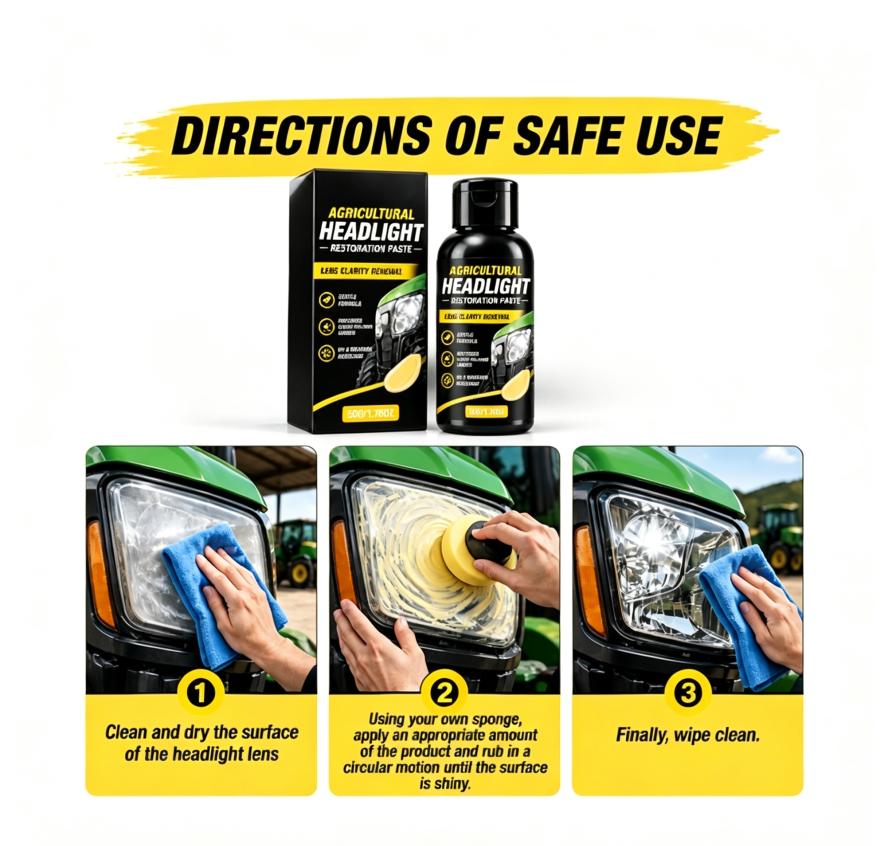 Agricultural Machinery Lamp Cover Restoration Paste: Fades Yellowing, Enhances Transparency, Softens Texture