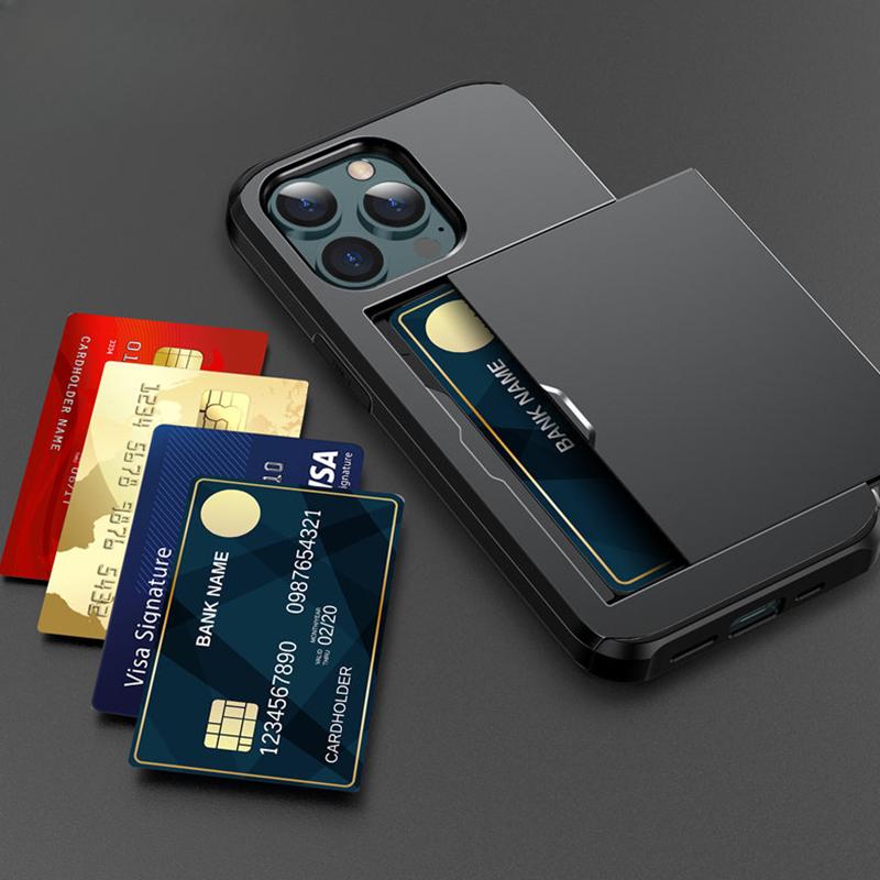 Чехол для телефона Bananq Slide с отделением для карт для iPhone 11 12 13 14 15 Pro Max Mini XS XR 8 Plus, противоударный чехол для карт
