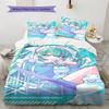 Anime Miku Pattern Bedding Set Quilt Cover Pillowcase Home Decor Gift (1 * duvet cover + 2 * pillowcase, without core)