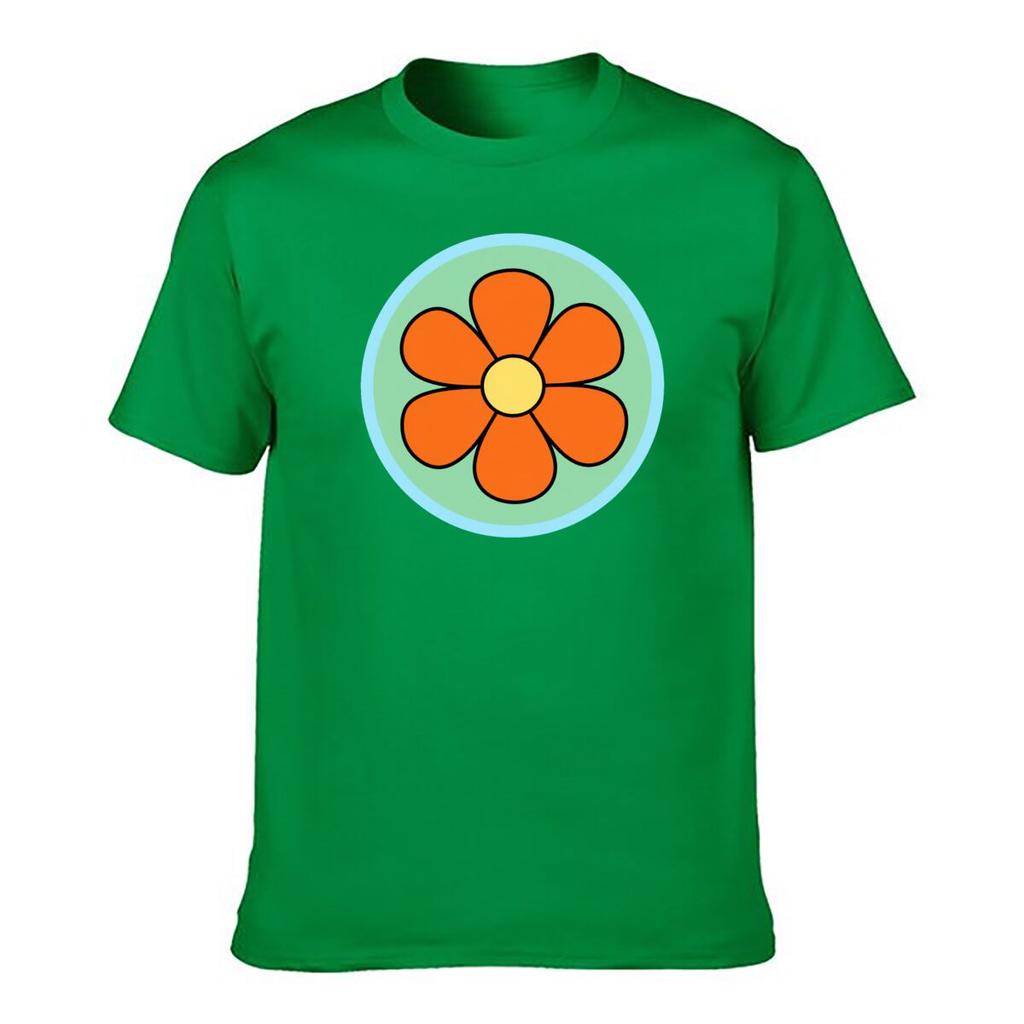 Retro Groovy Orange Flower Circle shortsleeved Tshirt