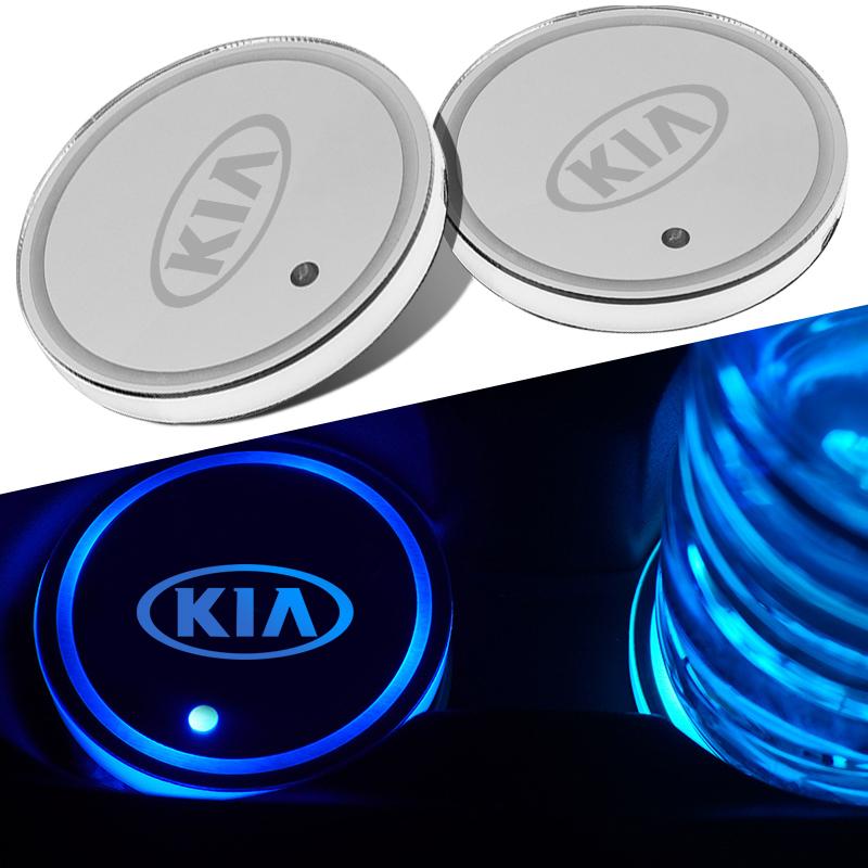 Car Luminous Coasters LED Water Cup Holder Anti-slip Pad For KIA Ceed Sorento Rio Sportage Picanto KN Auto Interior Accessories