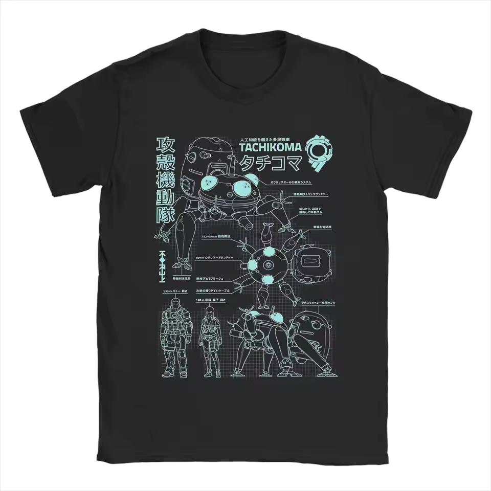 Ghost In The Shell Major Kusanagi T Shirt Men Cotton Graphic Printed Short Sleeve Round Neck Vintage Sci-Fi Harajuku Hot Sale