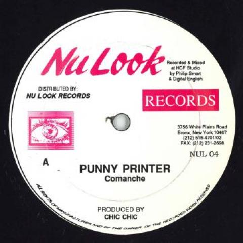 12-дюймовая пластинка COMANCHE - Punny Printer NUL04 Nu Look 1992 US Регги, Ска и Даб