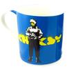 [Q8816] - Фарфоровая кружка "Бэнкси" синяя (смайлик ОМОН) - 90х85 мм