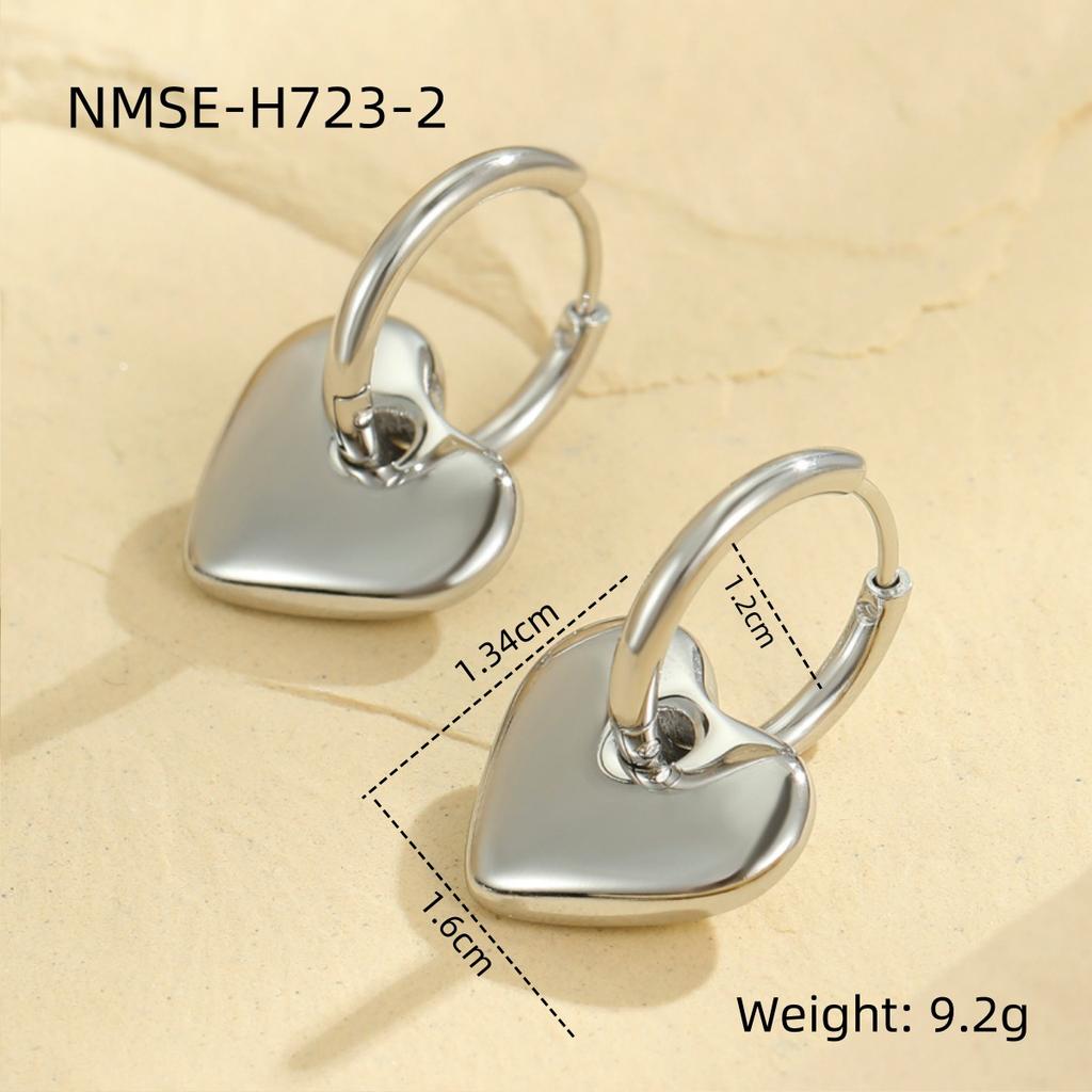GEMCHIC Women's Stainless Steel Heart Shaped Drop Earrings Fashion Light Luxury Geometric Design Ear Jewelry