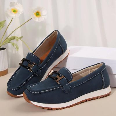 Весна Новые Женские Туфли на Низком Ходу с Пряжкой Повседневные Модные Туфли с Закругленным Носком Вулканизированные Удобные Слипоны Женские Балетки