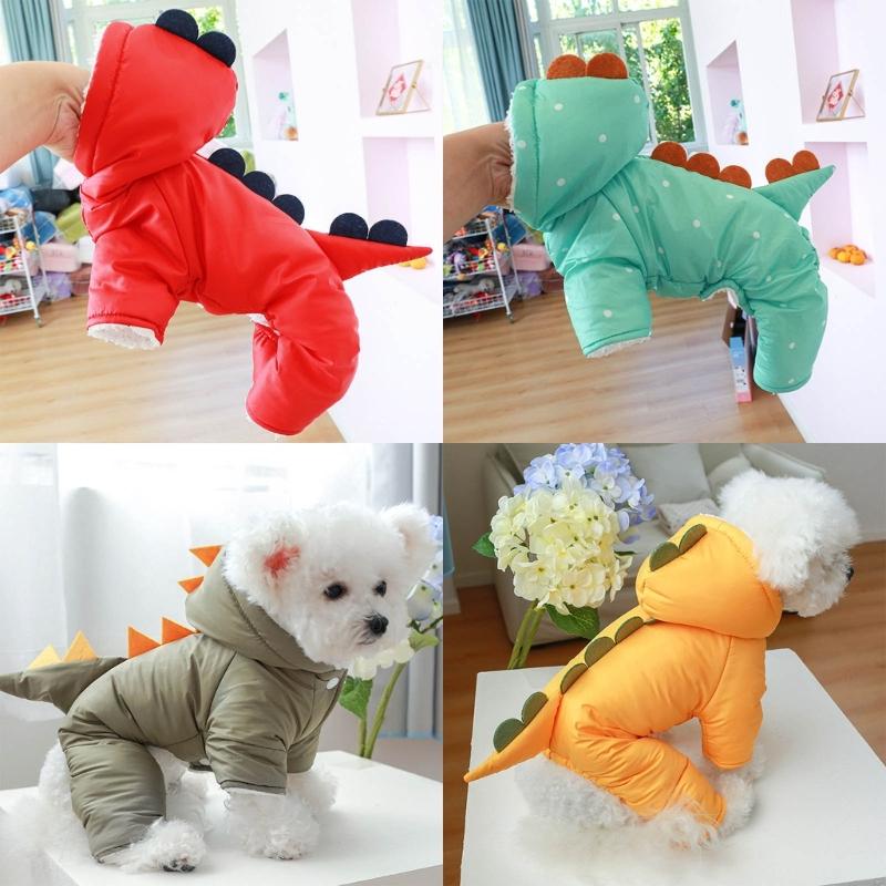 Пальто для собаки с капюшоном Костюм динозавра для собаки Комбинезон для собаки Зимнее пальто Комбинезон-костюм Толстовка Куртка для собаки Одежда для собаки