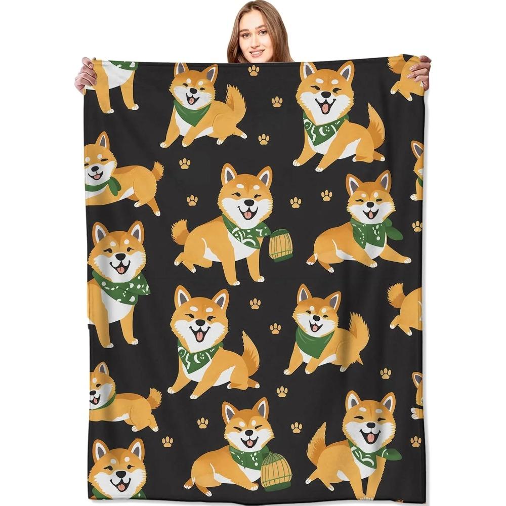1PC Lovely Dogs Throw Thin Blanket Gifts for friend Couch Bed Car Home Camping For animals Shiba Inu Lovers all season use