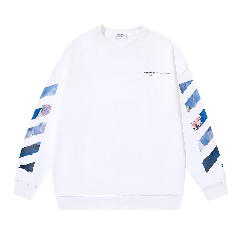 1086 Off-White 2026 Autumn and Winter New OW Monet Oil Painting Arrow Print Men's and Women's Round Neck Hoodie