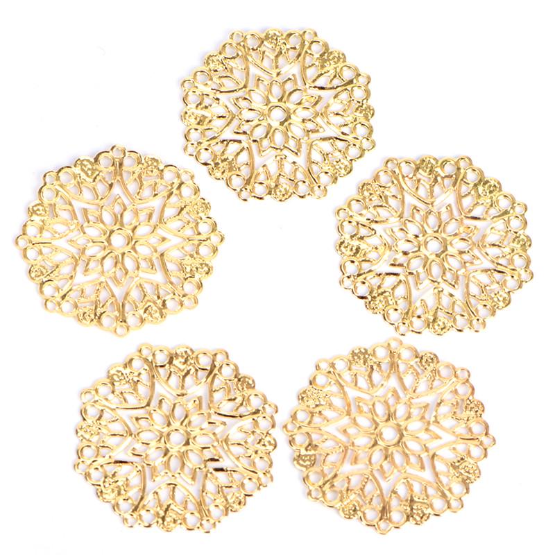50 шт. бронзовые филигранные цветочные соединители для рукоделия, аксессуары для изготовления ювелирных изделий