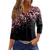 Жен. Футболка С принтом Пуговицы Рукав 3/4 Повседневные Выходные Мода Классический Классический V-образный вырез Обычный Верх