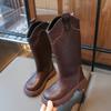 Детские зимние ботинки черного коричневого цвета, повседневные, для девочек, хлопковые ботинки до середины голени, модные тенденции, универсальные, детские, подиумные, кожаные ботинки на молнии