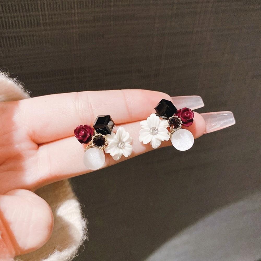 Pinkdudu Винтажные серьги-пусеты с фиолетовым цветком и цирконом, из цинкового сплава, модные, трендовые, серьги-подвески с розой, женские украшения, подарок PD2263