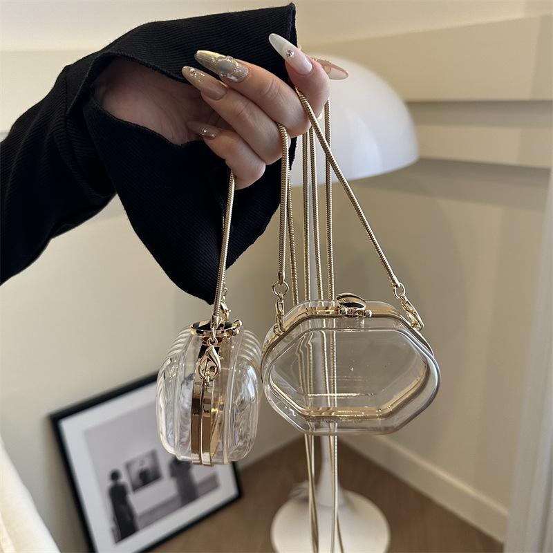 Acrylic Mini Box Bag 2025 New European and American Fashion Transparent Jelly Bag Ins Women's Messenger Chain Bag