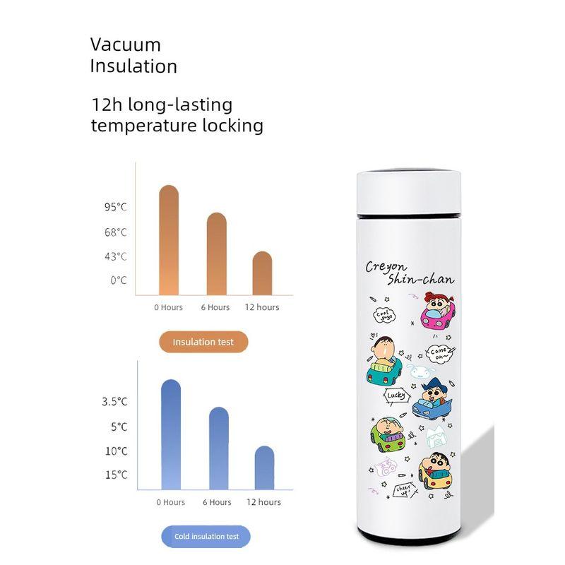 Crayon Shin-Chan Smart Temperature Display Water Cup, Cute 304 Stainless Steel Portable Student High-Capacity Insulated Cup with Good Looks