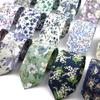 Floral Tie, For Men Women, 100% Cotton, Elegant Flower Necktie, White, Blue, Narrow Skinny, Wedding, Party