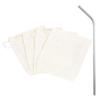 4 Reusable Cotton Tea Filters + 4 Stainless Steel Straws