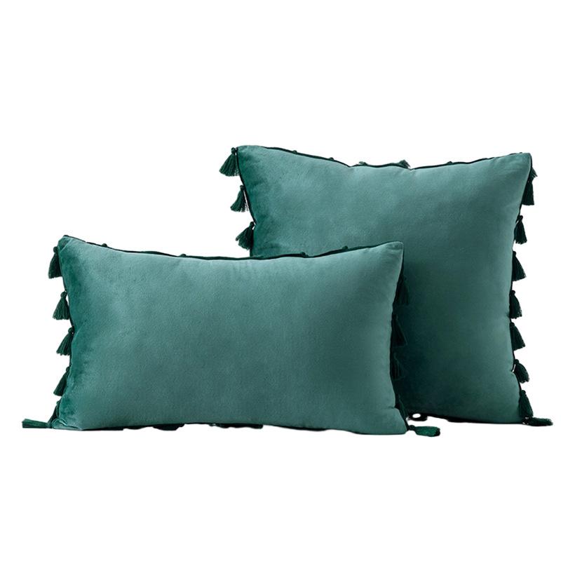 Упаковка из 2 осенних бархатных мягких однотонных декоративных наволочек с кисточками и бахромой в стиле бохо, чехол для дивана-кровати 18 x 18 дюймов