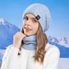 2 Pcs/Set Women Winter Scarf Hat Set Thick Knitted Warm Anti-slip Elastic Ear Protecting Windproof Cap Winter Outdoor Cycling Skiing Neck Warmer Baggy