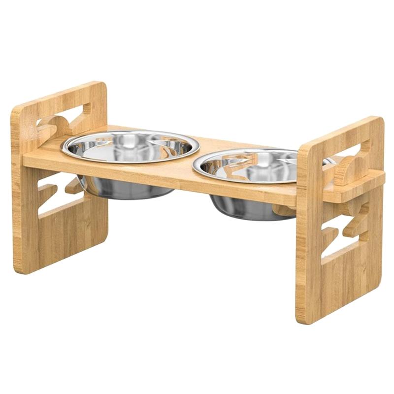 Adjust Tilted Pet Feeders Double Bowl for Food & Water Feeding Bowl Elevated Cats Bowl AntiSlip Cats Feeders Dishware