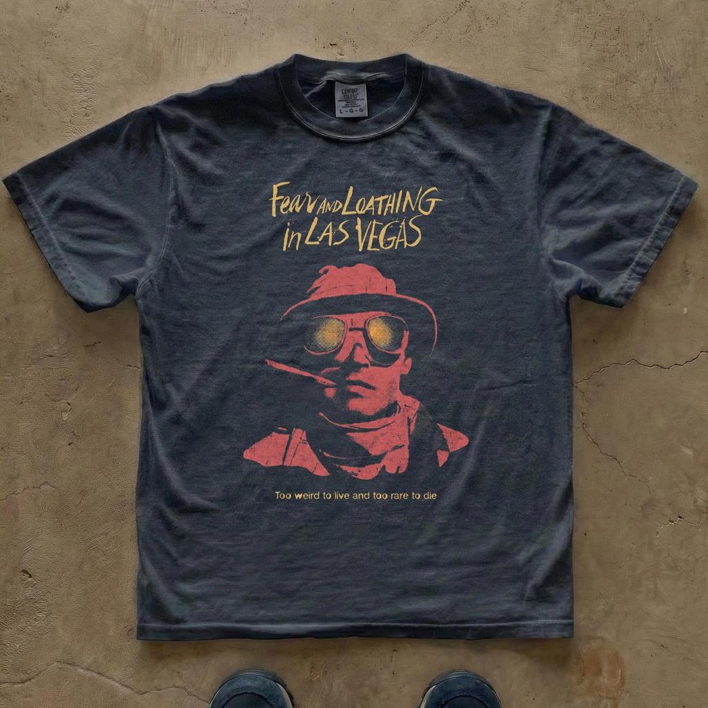Fear And Loathing In Las Vegas Tshirt Vintage Graphic Tee Retro Round Neck Printed Tshirt