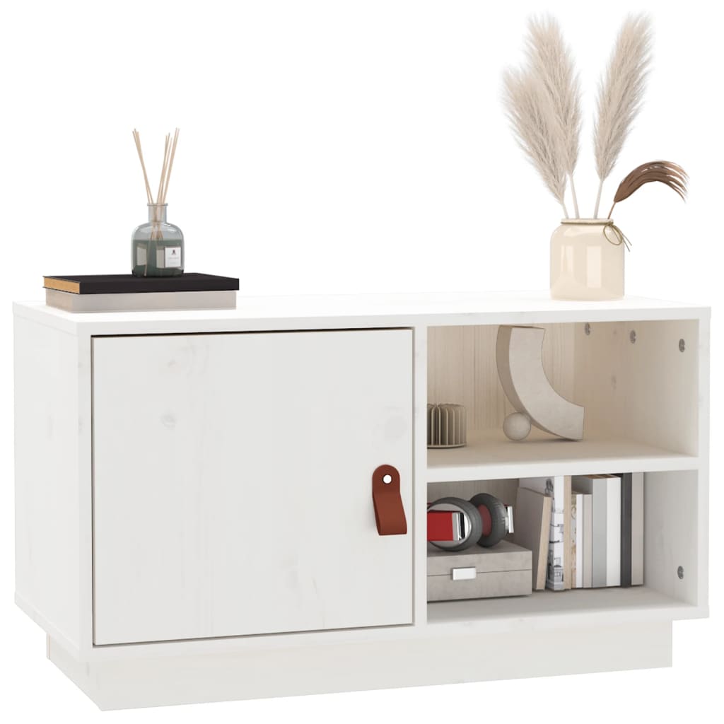 Vidaxl Szafka Pod Telewizor, Biała, 70X34X40 Cm, Lite Drewno Sosnowe
