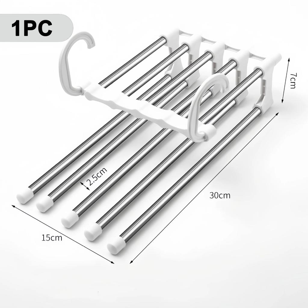 5 In 1 Magic Trouser Rack Hangers Stainless Steel Folding Pant Rack Tie Hanger Shelves Bedroom Closet Organizer Wardrobe Storage
