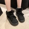 2024 женские новые модные однотонные женские ботинки для снега из хлопка в корейском стиле, нескользящие теплые ботинки на шнуровке для снега для женщин