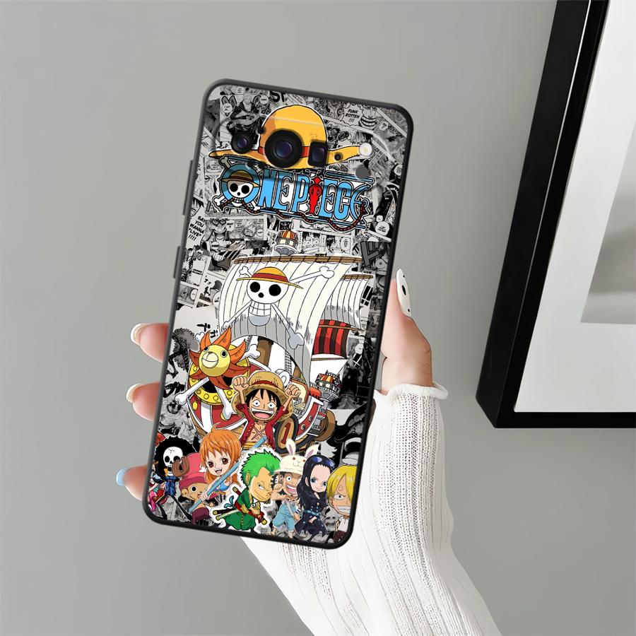 O-One Pieces Luffys Black Soft Shell Phone Case for Google Pixel 8a 7a 10 9 Pro XL 6a 6 7 8 Pro 9a
