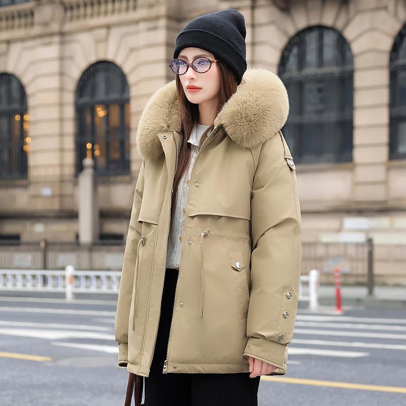 Пирог преодолеть внутри бархатный женский большой меховой воротник зимний новый тонкий пуховый хлопковый жакет