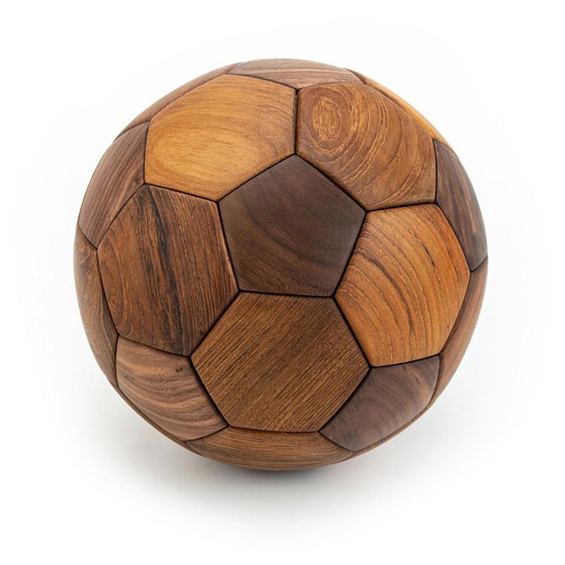 Teak Wood Soccer Decor With Traditional Joinery For Childrens Room And Gift