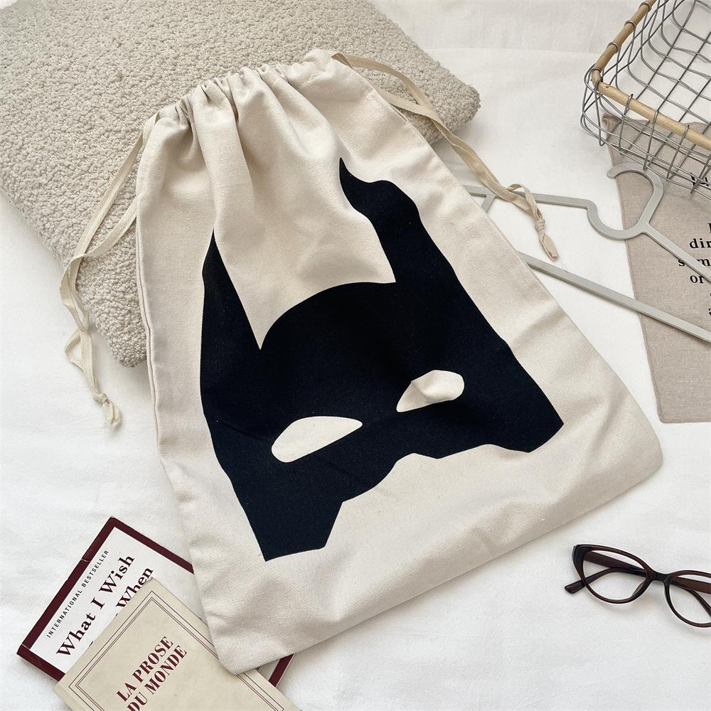 Simple Batman Mask Printed Drawstring Pocket Fabric Storage Bag Clothing And Sundries Dustproof Cloth Bag