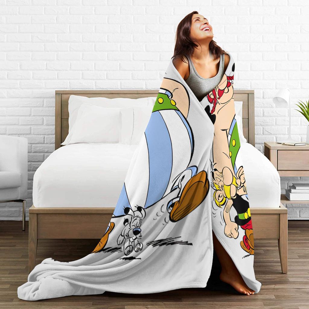 Asterixs And Obelixs Blanket Coral Fleece Plush Spring/Autumn  Lightweight Throw Blanket for Home Car Plush Thin Quilt