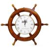 Премиальный деревянный штурвал с часами Downton Abbey Time's | Пиратский подарок | Декор для пляжного дома | Nagina International (16 дюймов)
