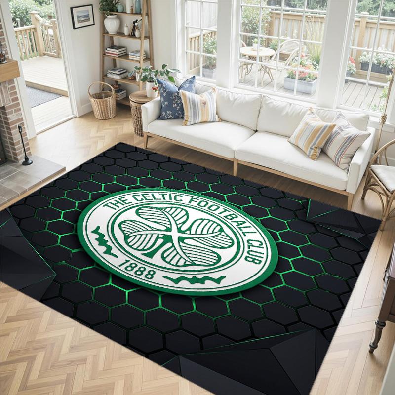 Celtic FC Design Crystal Velvet Carpet Cozy Non?Slip Printed Rug For Bedroom Living Room Entrance