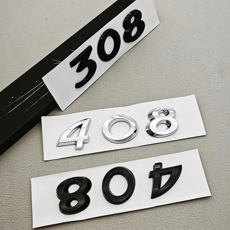 Older 3D ABS Chrome Black Logo 308 408 508 Emblem Letters Sticker Car Rear Trunk Badge For Peugeot 308 SW 408 508 Accessories