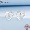 BAMOER Гипоаллергенные серьги-пусеты в виде сердца из стерлингового серебра 925 пробы, Изящные простые серьги-сердечки для женщин, подарок