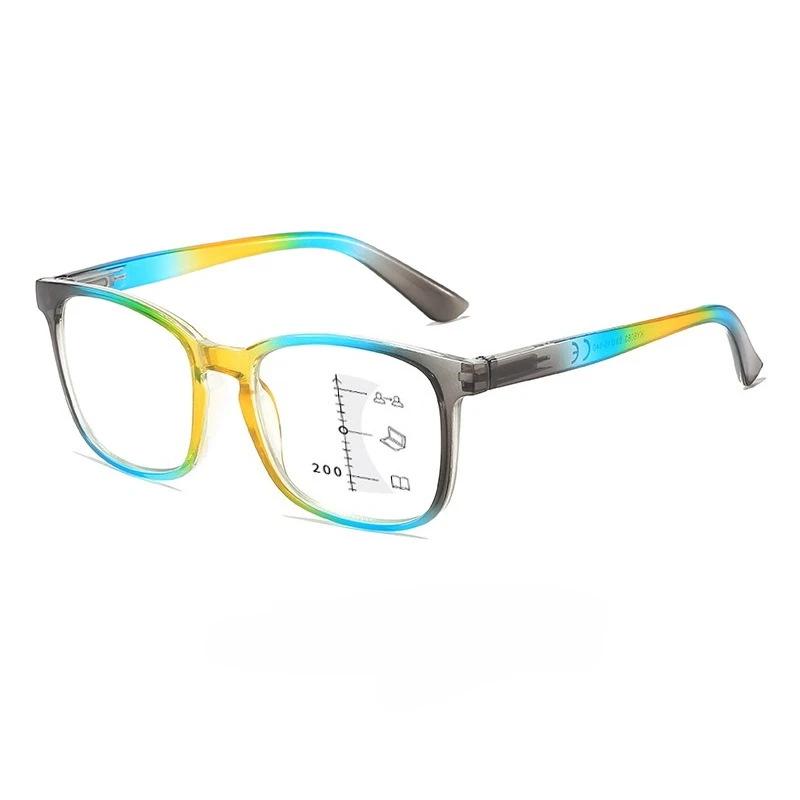 Модные Мультифокальные Очки для Чтения с Градиентом Цвета Женские Мужские Блокирующие Синий Свет Очки для Пресбиопии Новые Высококачественные Очки
