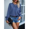 Women Spring Summer Elegant Lace Collar Long Sleeved Solid Color Top Blouses