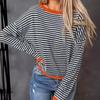 Women's Sweater Striped Loose Casual Pullover Female Jumper Elegant Long Sleeve Top Sweaters