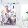 Шторка для душа One Piece Луффи Соломенная шляпа Аниме Водонепроницаемая ткань Шторка для ванной комнаты с крючками, Мультяшная шторка для ванны для домашнего декора