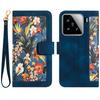 For Xiaomi 15 Case PU Leather Floral Phone Cover with Card Slots