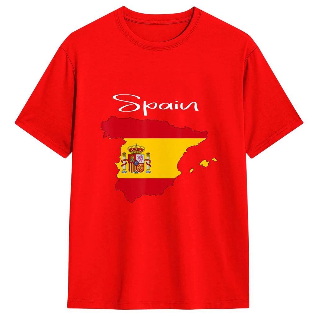Spain Spanish Flag T Shirts Unisexs Cotton Novelty Tshirts Round Neck Tees Short Sleeve Clothing Plus Size