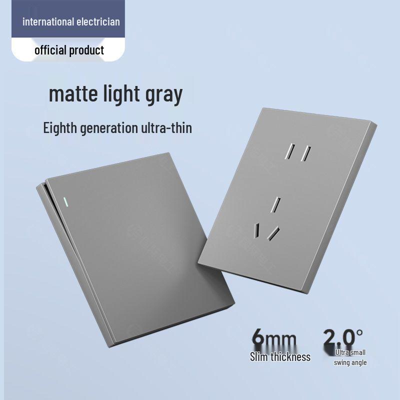 Ультратонкий Тип 86 Светло-серый 16A Одноклавишный Двойной/Многоклавишный Выключатель Розетка