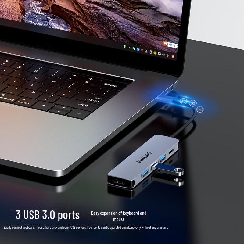 Хаб Philips Type-C для Apple и Huawei: HDMI, Сеть, Док-станция для расширения USB