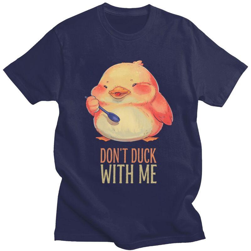 Dont Duck With Me Funny Duck T Shirt Unisex Women Short Sleeve Tshirts Casual Tee Tops Pure Cotton Loose Oversized Clothing