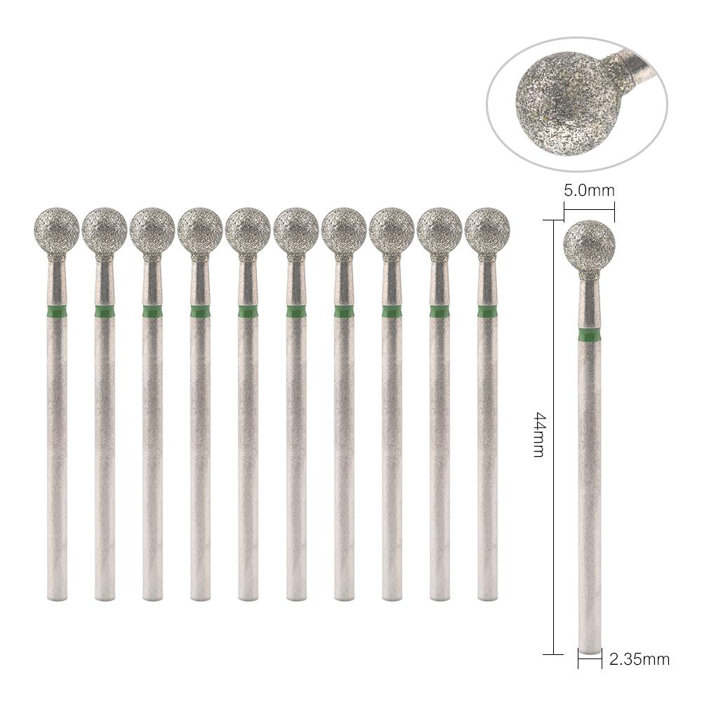 10 шт., сверла для ногтей, алмазные борфрезы, шлифовальные насадки, аксессуары для гель-лака для ногтей, инструмент для дизайна ногтей, хвостовик, резьба, полировка
