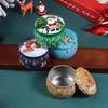 1Pcs Christmas Tinplate Round Candy Tin Can Candle Jars With Lid Candle Container Empty Box Cookie Candy Storage Gift Case